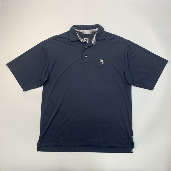 FootJoy Polo Shirt Mens M Medium Navy Blue ProDry Lisle Stretch Sweat Wicking - Picture 2 of 11